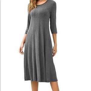 Women’s 3/4 Sleeve A-line and Flare Midi Dress